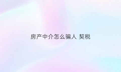 房产中介怎么骗人契税(房产中介怎么坑人)